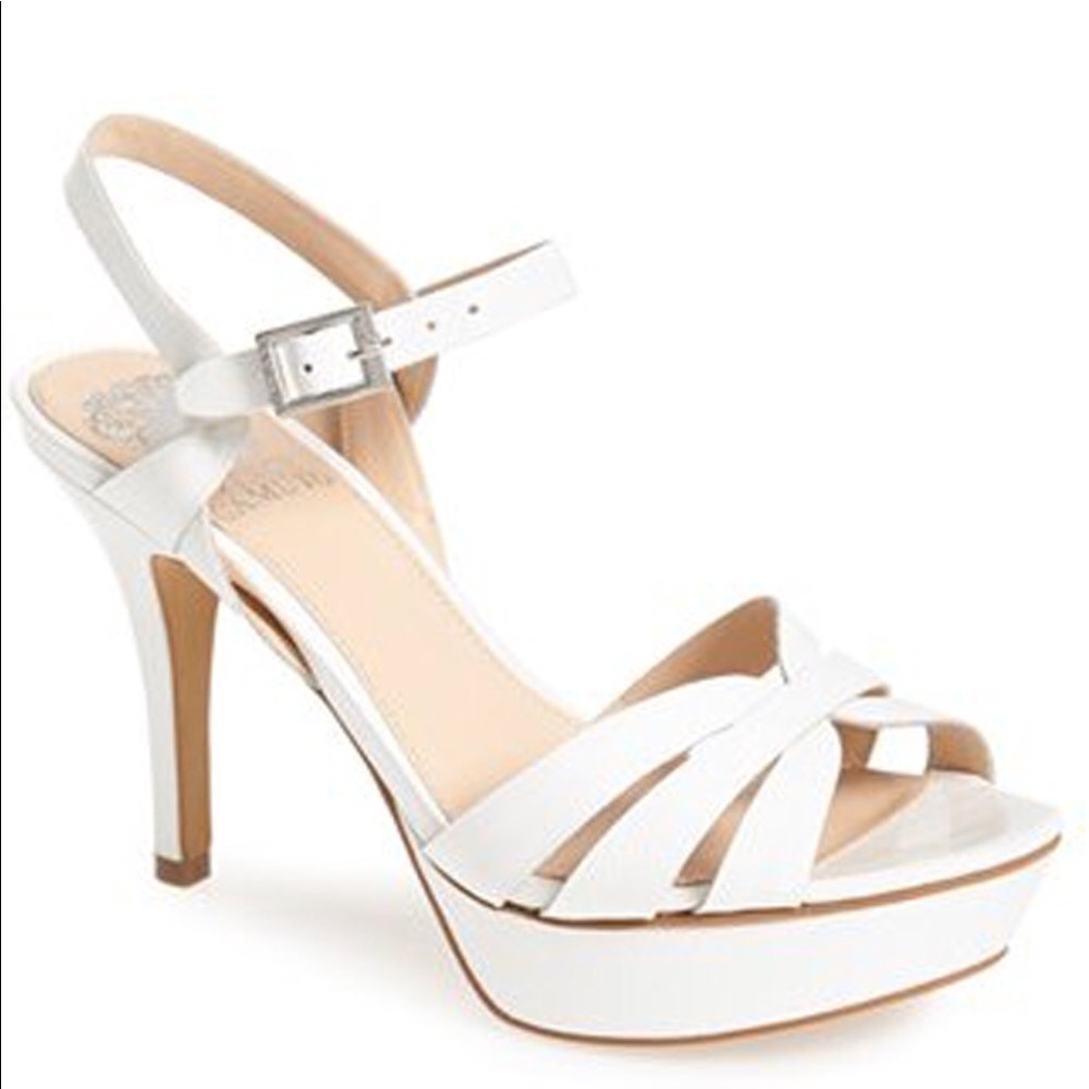 Vince Camuto Peppa Strappy White Heels • 8